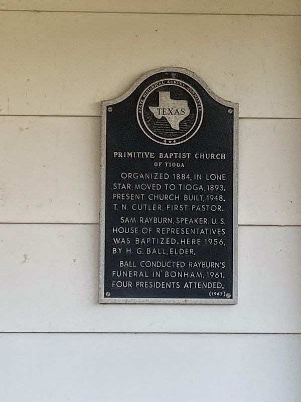 Primitive Baptist Church of Tioga Marker image. Click for full size.