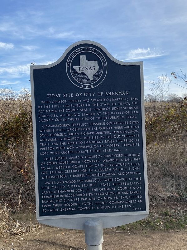 First Site of City of Sherman Marker image. Click for full size.