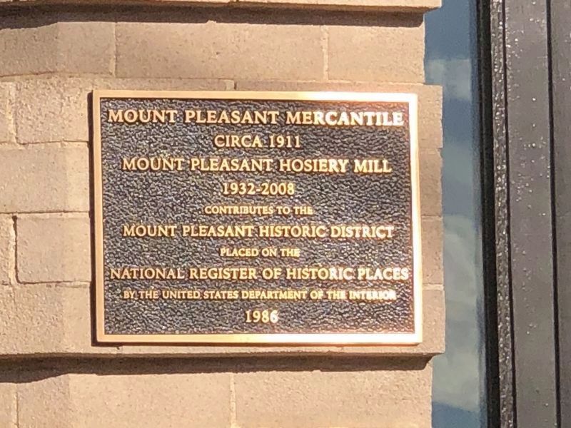 Mount Pleasant Mercantile/Mount Pleasant Hosiery Mill Marker image. Click for full size.