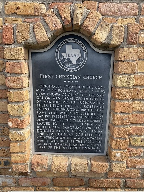 First Christian Church of Weston Marker image. Click for full size.