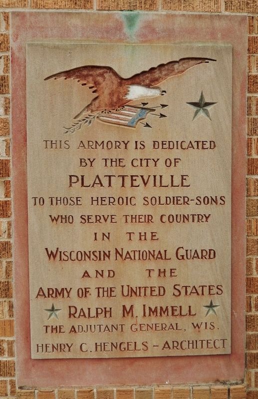 Platteville Armory Marker<br>(<i>right panel</i>). Click for full size. Platteville Armory Marker<br>(<i>right panel</i>) image. Click for full size.