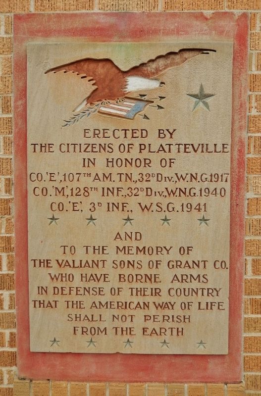 Platteville Armory Marker<br>(<i>left panel</i>). Click for full size. Platteville Armory Marker<br>(<i>left panel</i>) image. Click for full size.