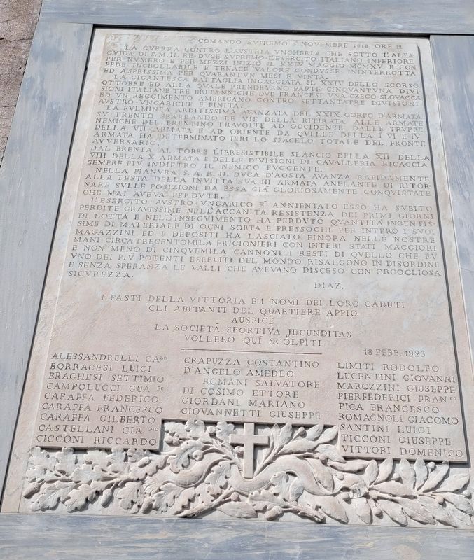 Battle of Vittorio Veneto Memorial Marker. Click for full size. Battle of Vittorio Veneto Memorial Marker image. Click for full size.