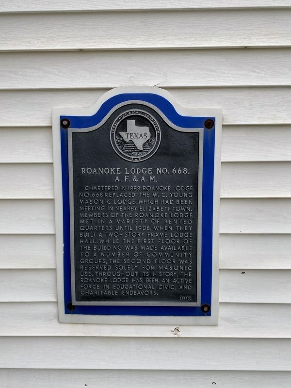 Roanoke Lodge No. 668, A.F. & A.M. Marker image. Click for full size.