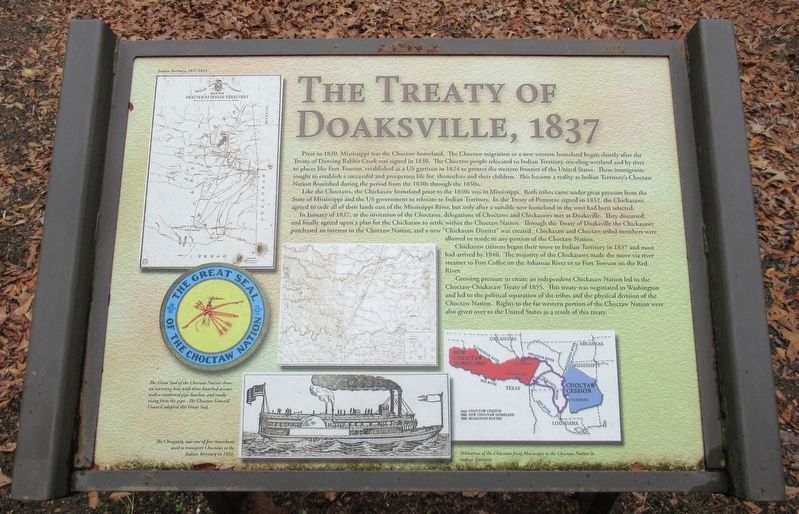 The Treaty of Doaksville, 1837 Marker image. Click for full size.
