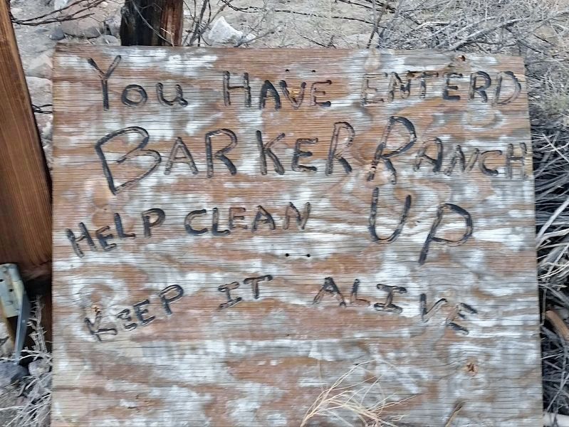 Barker Ranch Sign. Click for full size. Barker Ranch Sign image. Click for full size.