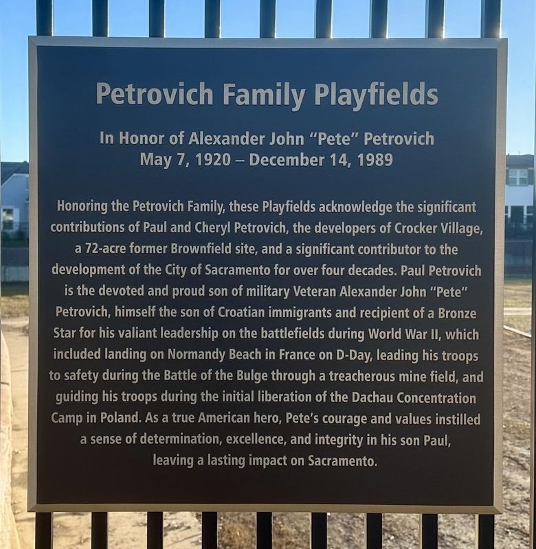 Petrovich Family Playfields Marker image. Click for full size.