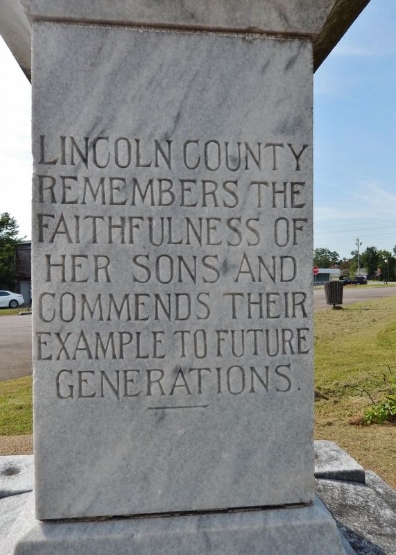 Lincoln County Confederate Memorial<br>(<i>southeast panel</i>) image. Click for full size.