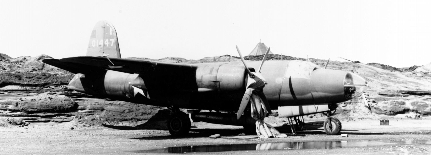 B-26 Marauder with the 73rd Bomb Squadron armed with a Mark XIII aerial torpedo image. Click for full size.