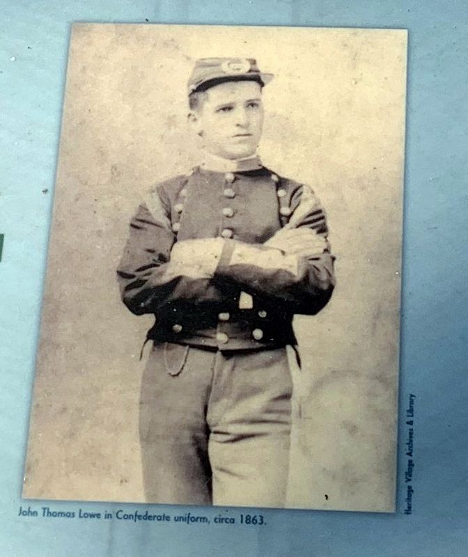 John Thomas Lowe in Confederate uniform, circa 1863 image. Click for full size.