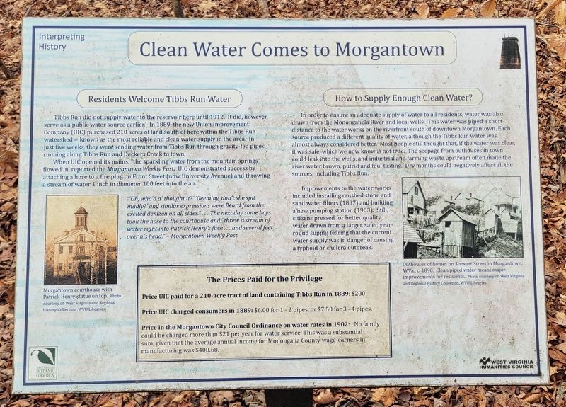Clean Water Comes To Morgantown Marker image. Click for full size.