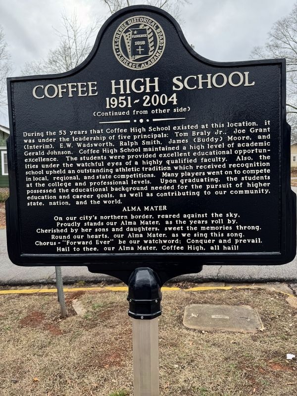 Coffee High School Marker - Reverse Side image. Click for full size.