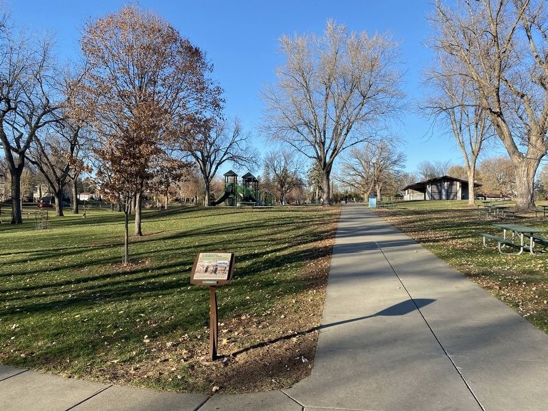 The Playgrounds & Baseball Field Marker, from the south. Click for full size. The Playgrounds & Baseball Field Marker, from the south image. Click for full size.
