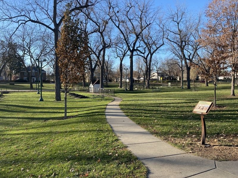 The Playgrounds & Baseball Field Marker, from the east. Click for full size. The Playgrounds & Baseball Field Marker, from the east image. Click for full size.