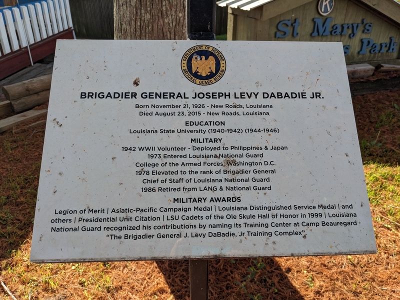 Brigadier General Joseph Levy Dabadie Jr. Marker image. Click for full size.