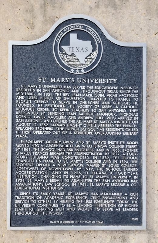 St. Mary's University Marker image. Click for full size.