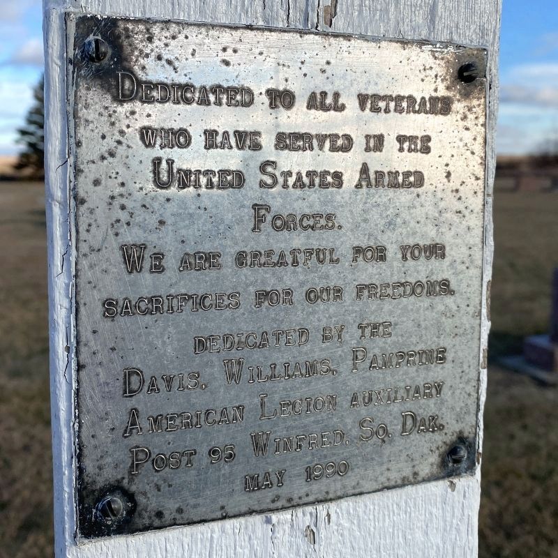 Winfred Cemetery Veterans Memorial Marker image. Click for full size.