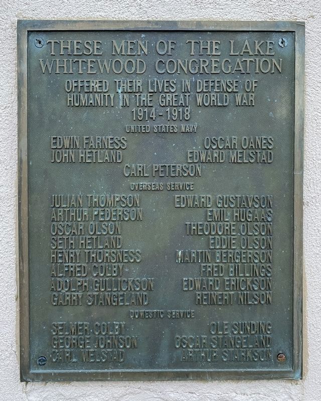 Lake Whitewood Veterans Memorial, Plaque One image. Click for full size.