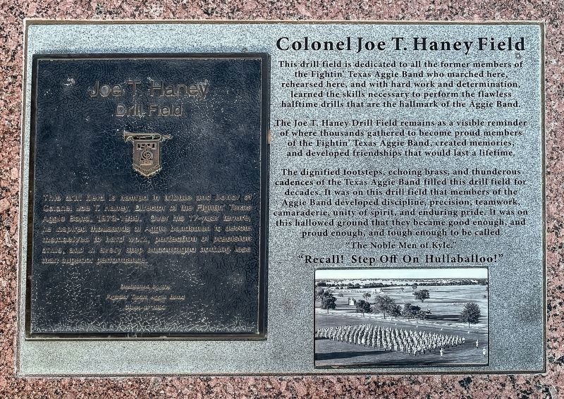 Colonel Joe T. Haney Field Marker image. Click for full size.