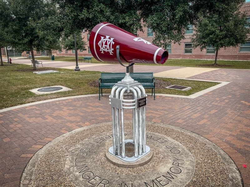 Texas A&M Cadet Edwin O. Bellinger 36 Memorial Bugle Stand Marker image. Click for full size.