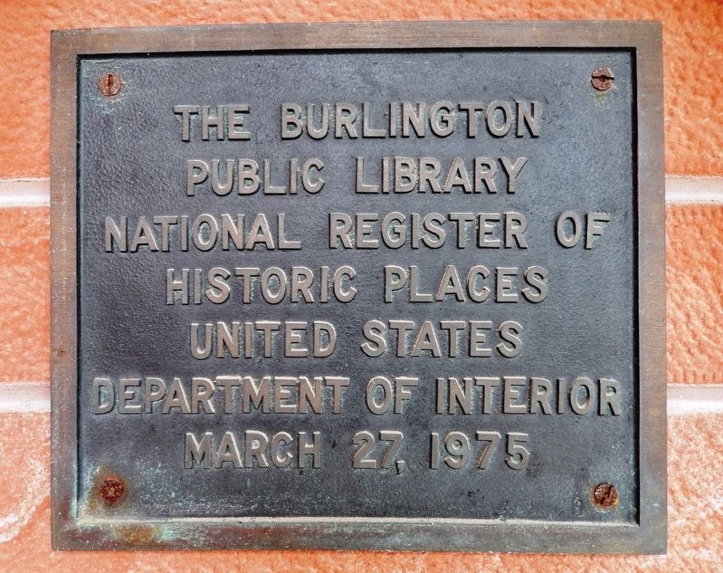 Burlington Public Library Marker image. Click for full size.