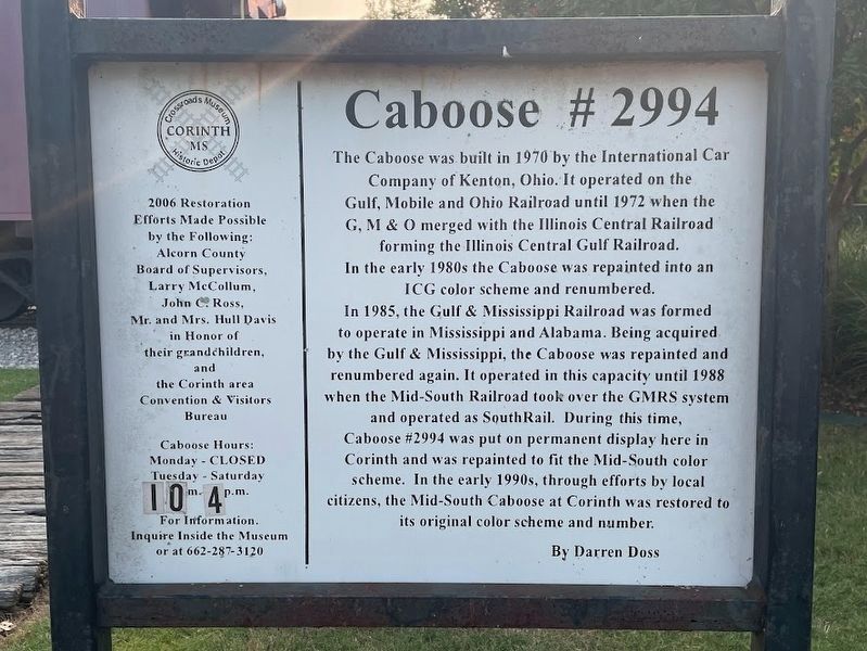 Caboose #2994 Marker. Click for full size. Caboose #2994 Marker image. Click for full size.