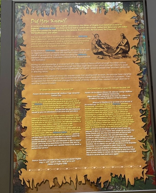 Nottoway Indian History Marker (Left Panel) image. Click for full size.