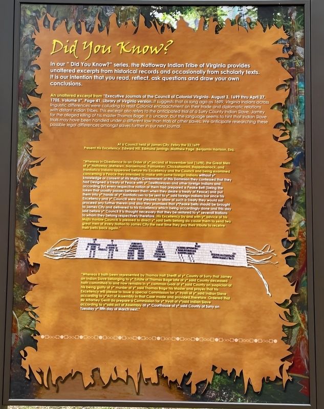 Nottoway Indian History Marker (Far Left Panel) image. Click for full size.