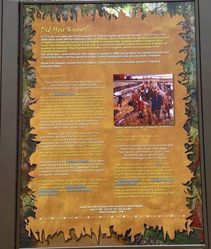 Nottoway Indian History Marker (Right Panel) image. Click for full size.