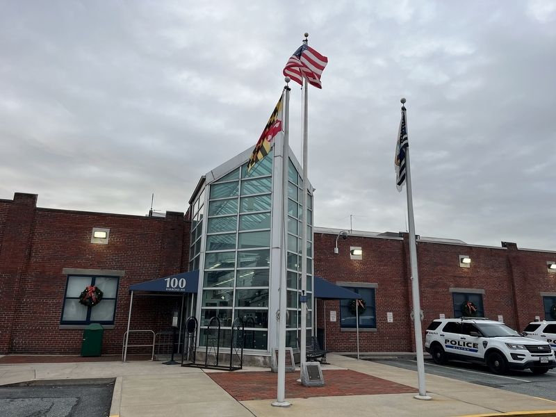 The memorial stands on the grounds of the Elkton Municipal Building. image. Click for full size.