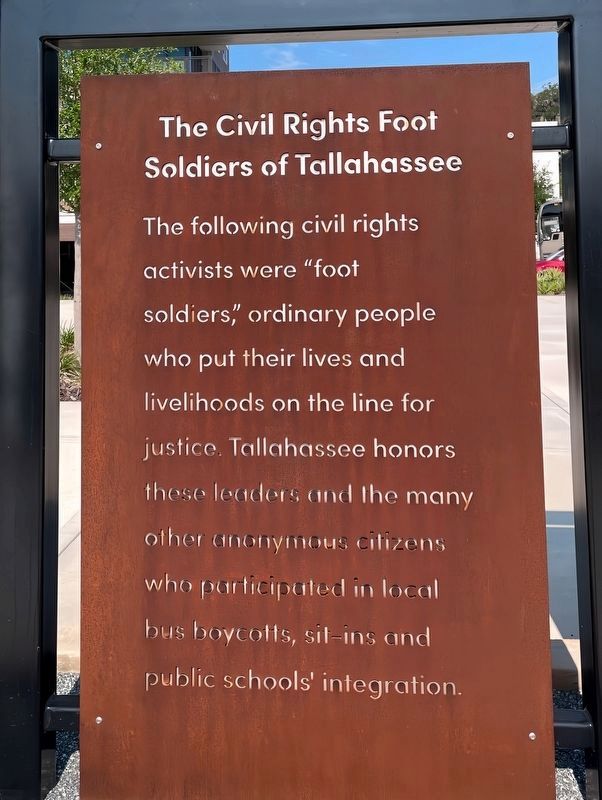 The Civil Rights Foot Soldiers of Tallahassee Memorial Marker (Panel 1) image. Click for full size.