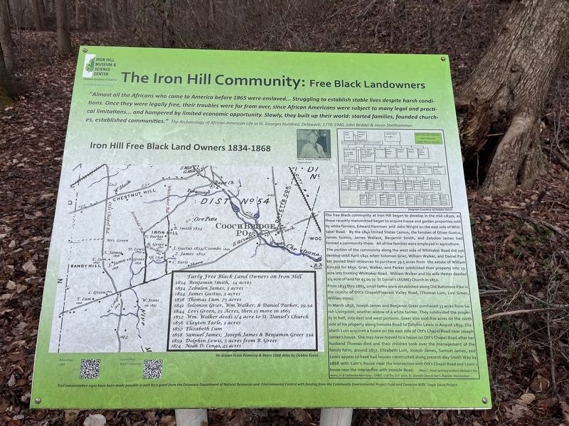 The Iron Hill Community: Free Black Landowners Marker image. Click for full size.