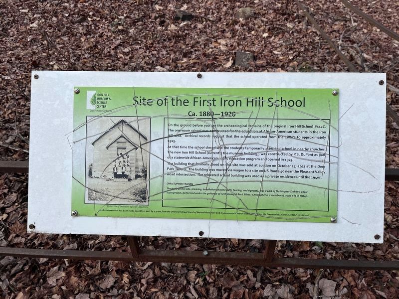 Site of the First Iron Hill School Marker image. Click for full size.