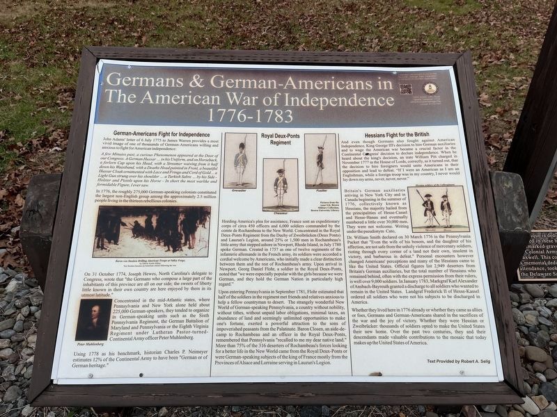 Germans & German-Americans in The American War of Independence Marker image. Click for full size.