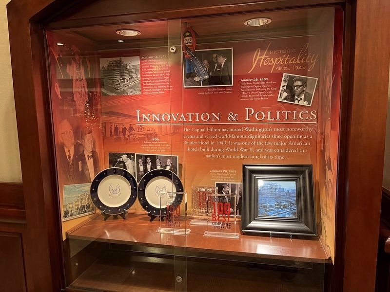 Historical exhibit in the hotel lobby image. Click for full size.