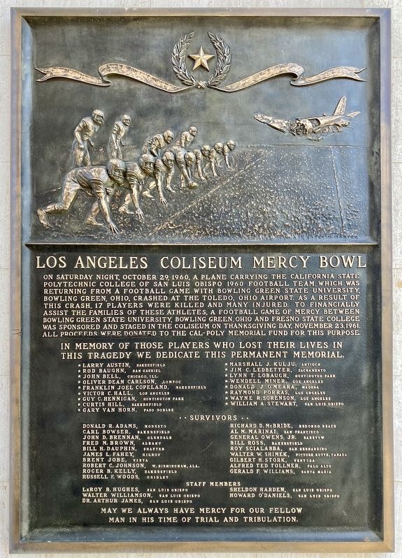 Los Angeles Coliseum Mercy Bowl Marker image. Click for full size.