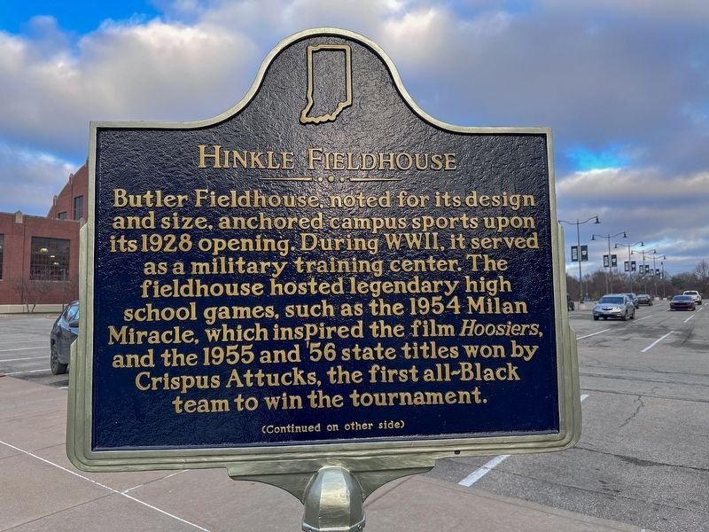 Hinkle Fieldhouse Marker, Side One image. Click for full size.