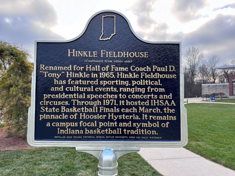Hinkle Fieldhouse Marker, Side Two image. Click for full size.
