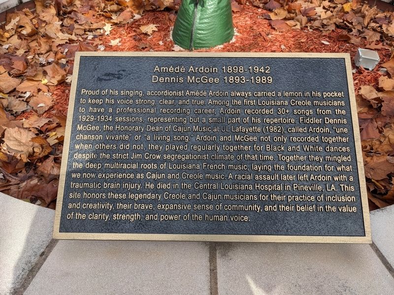 Am�d� Ardoin / Dennis McGee Marker image. Click for full size.
