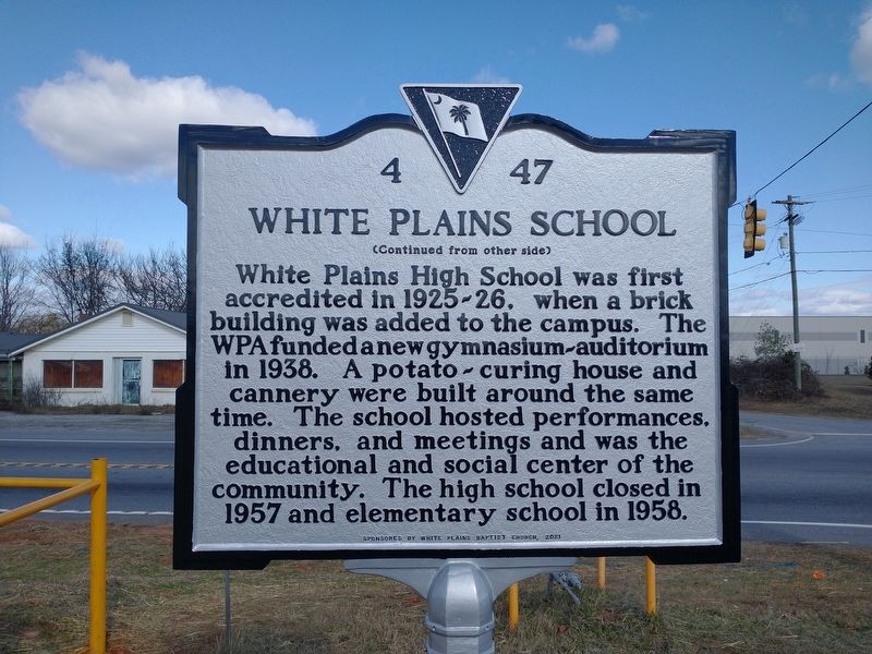 White Plains School Marker (Back) image. Click for full size.