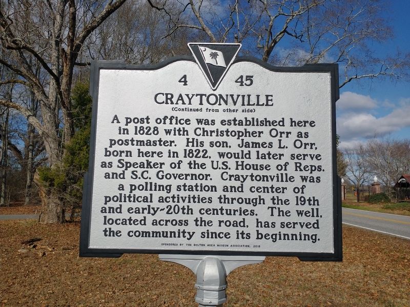 Craytonville Marker (Back) image. Click for full size.