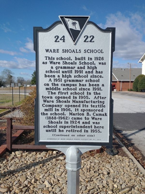 Ware Shoals School / Ware Shoals High School Marker image. Click for full size.