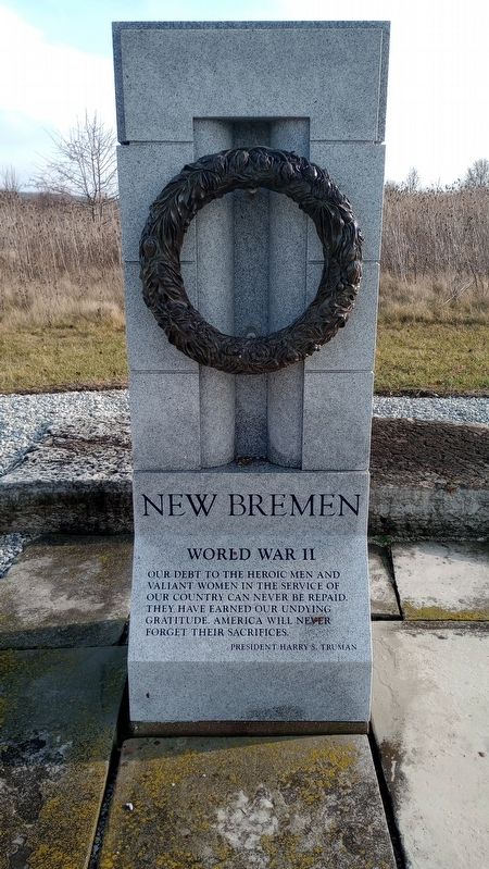 New Bremen World War II Memorial Marker image. Click for full size.