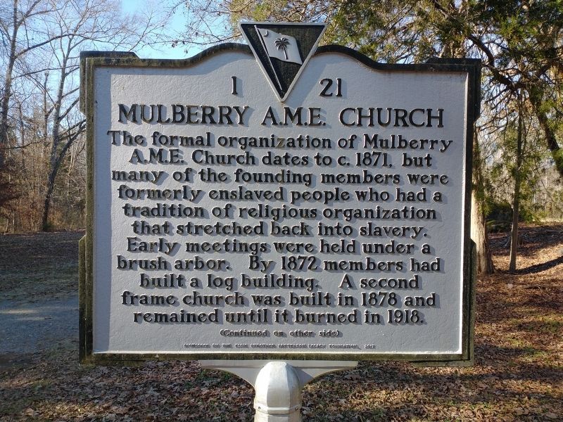 Mulberry A.M.E. Church Marker. Click for full size. Mulberry A.M.E. Church Marker image. Click for full size.