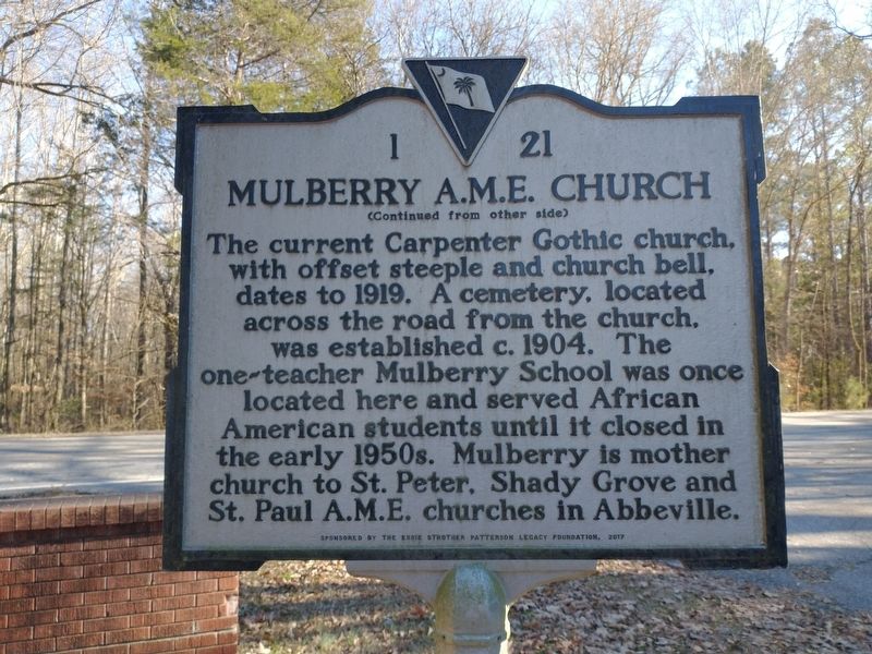 Mulberry A.M.E. Church Marker (Back) image. Click for full size.