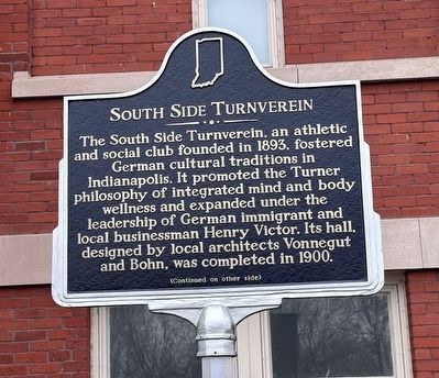 South Side Turnverein Marker, Side One image. Click for full size.