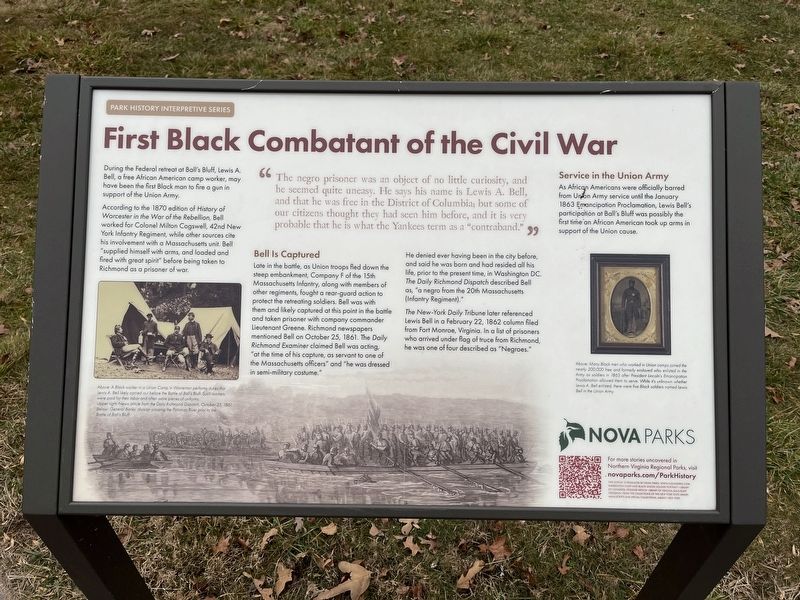 First Black Combatant of the Civil War Marker image. Click for full size.