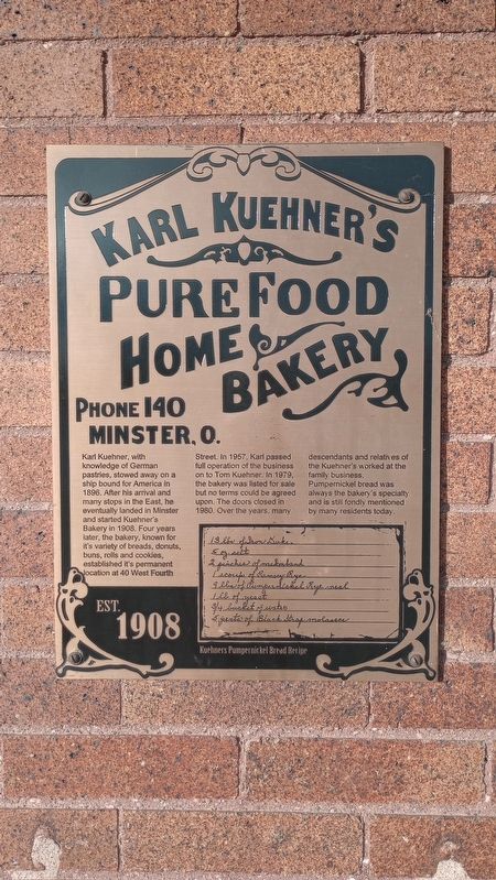 Karl Kuehner'S Pure Food Homes Marker image. Click for full size.