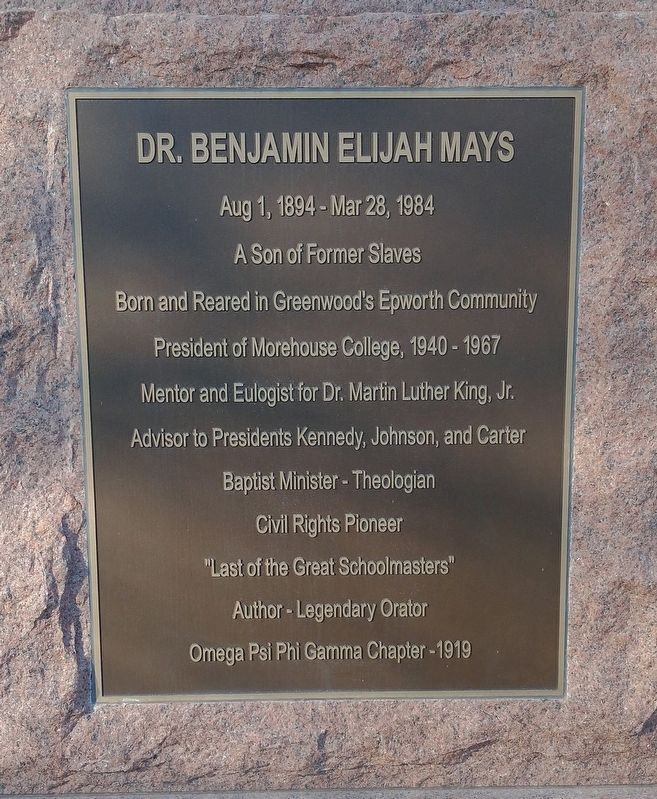Dr. Benjamin Elijah Mays Marker image. Click for full size.