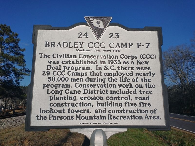 Bradley CCC Camp F-7 Marker (Back) image. Click for full size.